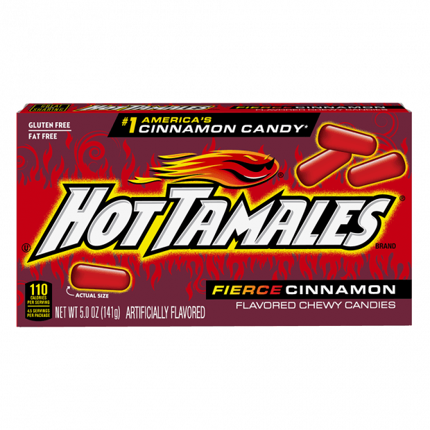 Hot Tamales 4.25oz Theater Box, Fierce Cinnamon Candy - Grandpa Joe's Candy Shop