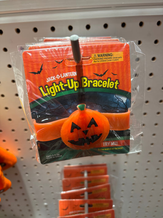 8.5" Lightup Jack-o-lantern snap bracelet