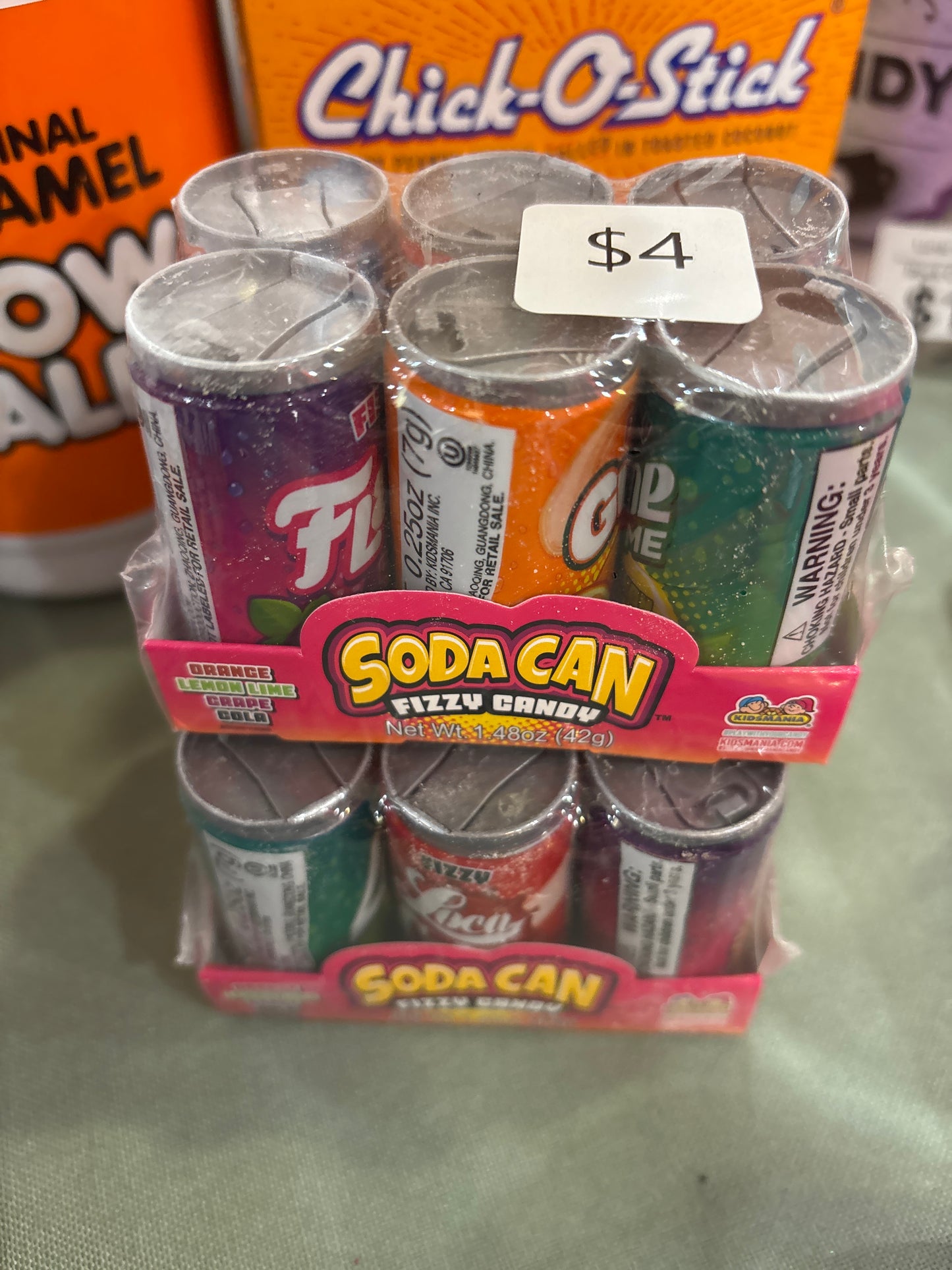 SODA CAN FIZZY CANDY 6 0.25 oz bottles