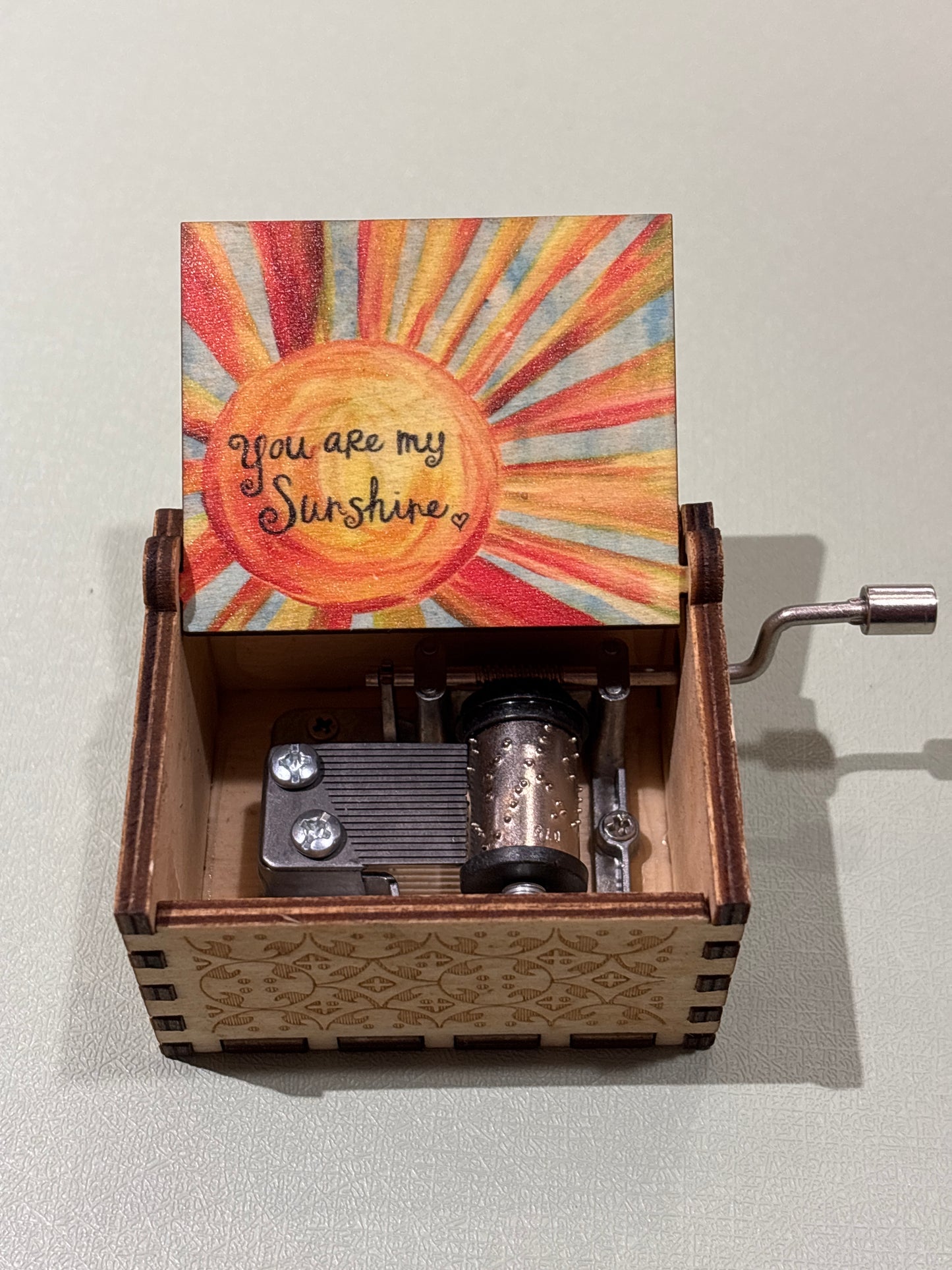 Hand Cranked Wooden Music Box