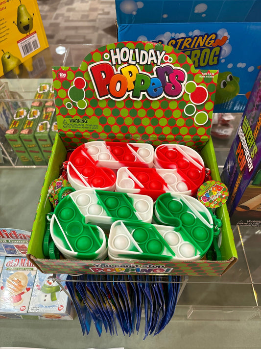 CANDY CANE BUBBLE POPPERS CLIP ONS 4.25" - Lunar Squirrel’s Puntique