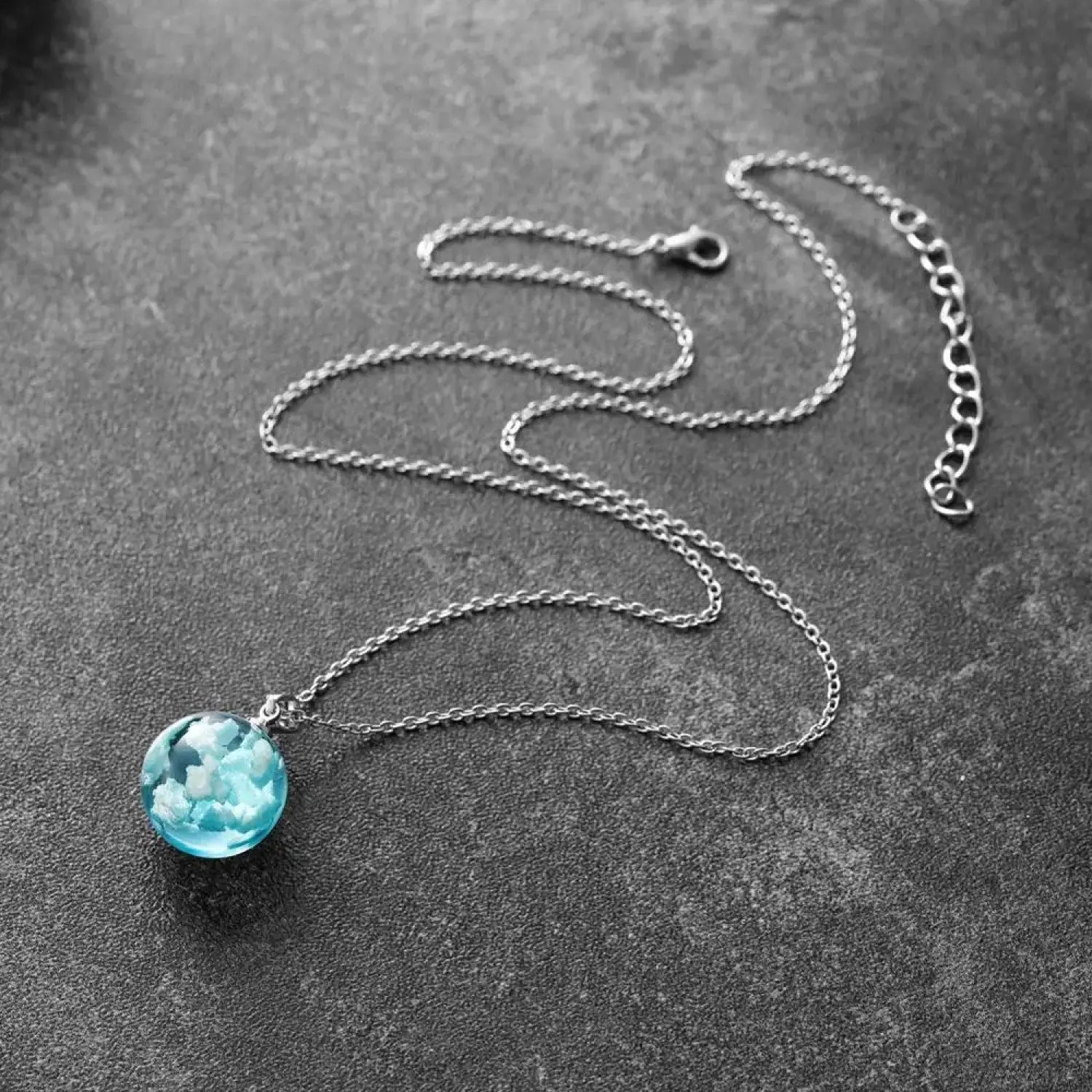 Chic Transparent Resin Rould Ball Moon Pendant Necklace Women Blue Sky White Cloud Chain Necklace Fashion Jewelry Gifts for Girl - Lunar Squirrel’s Puntique