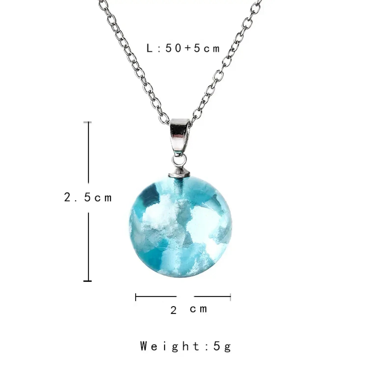 Chic Transparent Resin Rould Ball Moon Pendant Necklace Women Blue Sky White Cloud Chain Necklace Fashion Jewelry Gifts for Girl - Lunar Squirrel’s Puntique
