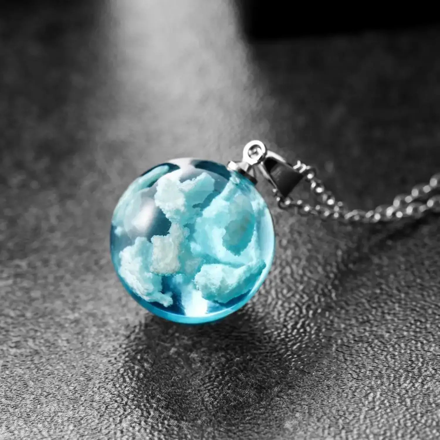 Chic Transparent Resin Rould Ball Moon Pendant Necklace Women Blue Sky White Cloud Chain Necklace Fashion Jewelry Gifts for Girl - Lunar Squirrel’s Puntique