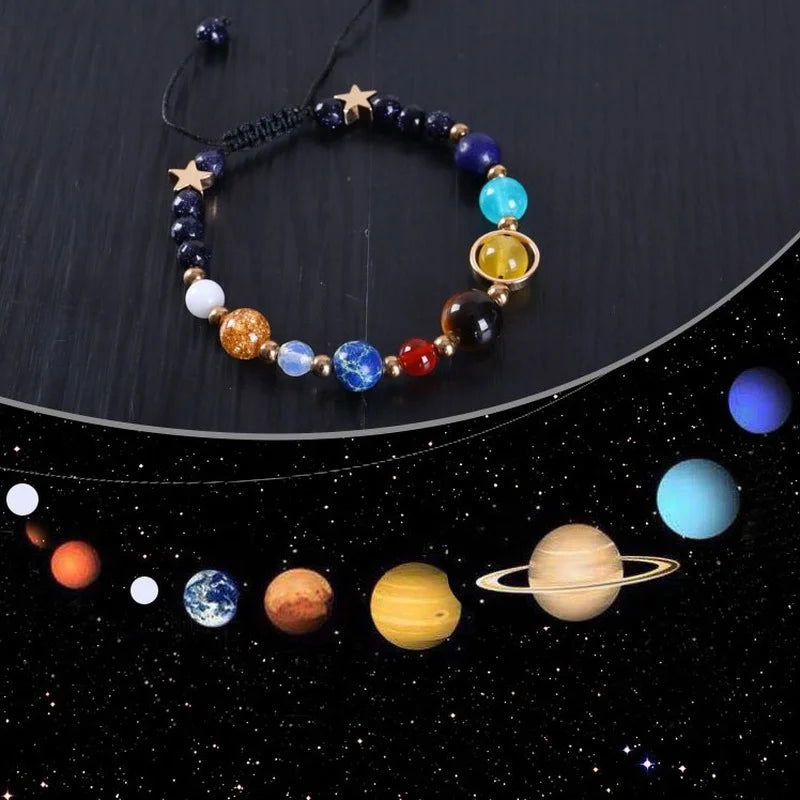 Cosmic Galaxy Solar System Bracelet Female Transfer Beads Eight Planets Natural Hand-woven Student Beads - Lunar Squirrel’s Puntique