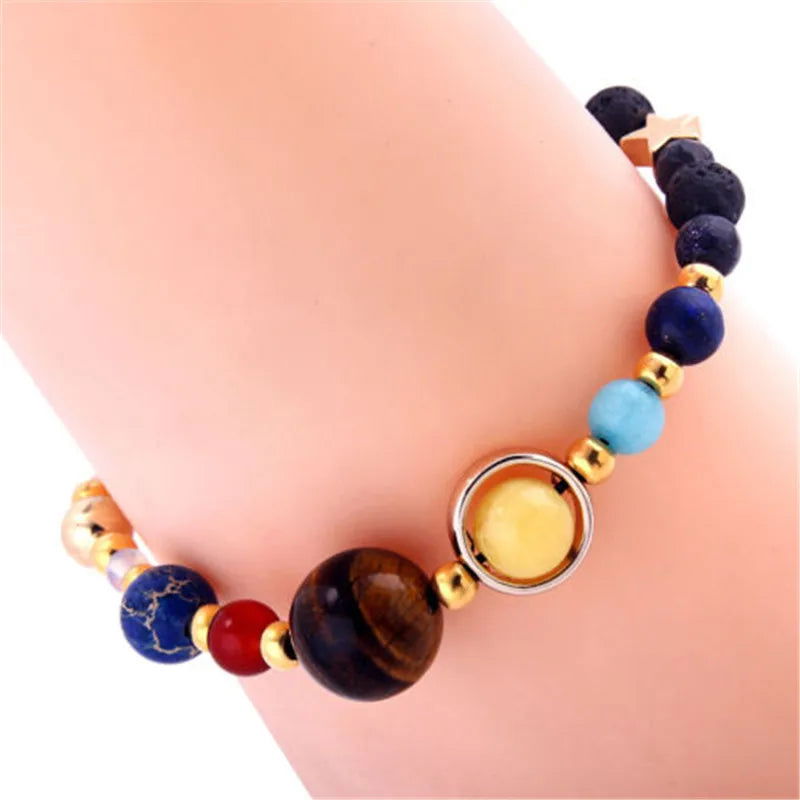 Cosmic Galaxy Solar System Bracelet Female Transfer Beads Eight Planets Natural Hand-woven Student Beads - Lunar Squirrel’s Puntique
