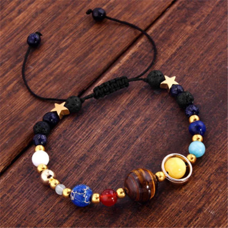 Cosmic Galaxy Solar System Bracelet Female Transfer Beads Eight Planets Natural Hand-woven Student Beads - Lunar Squirrel’s Puntique
