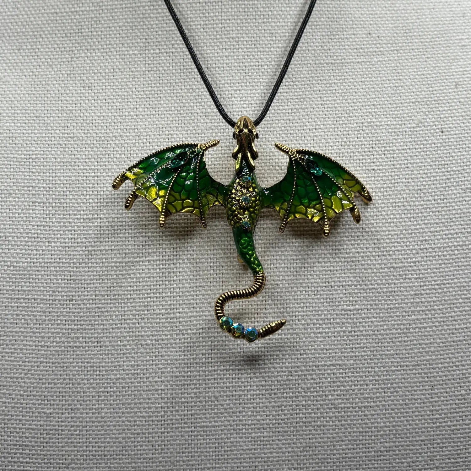 Dragon Pendant Women Necklace Multi Color Epoxy Glass Stone Gold Color Chain Women Necklace Red Green Stone Design Jewelry - Lunar Squirrel’s Puntique