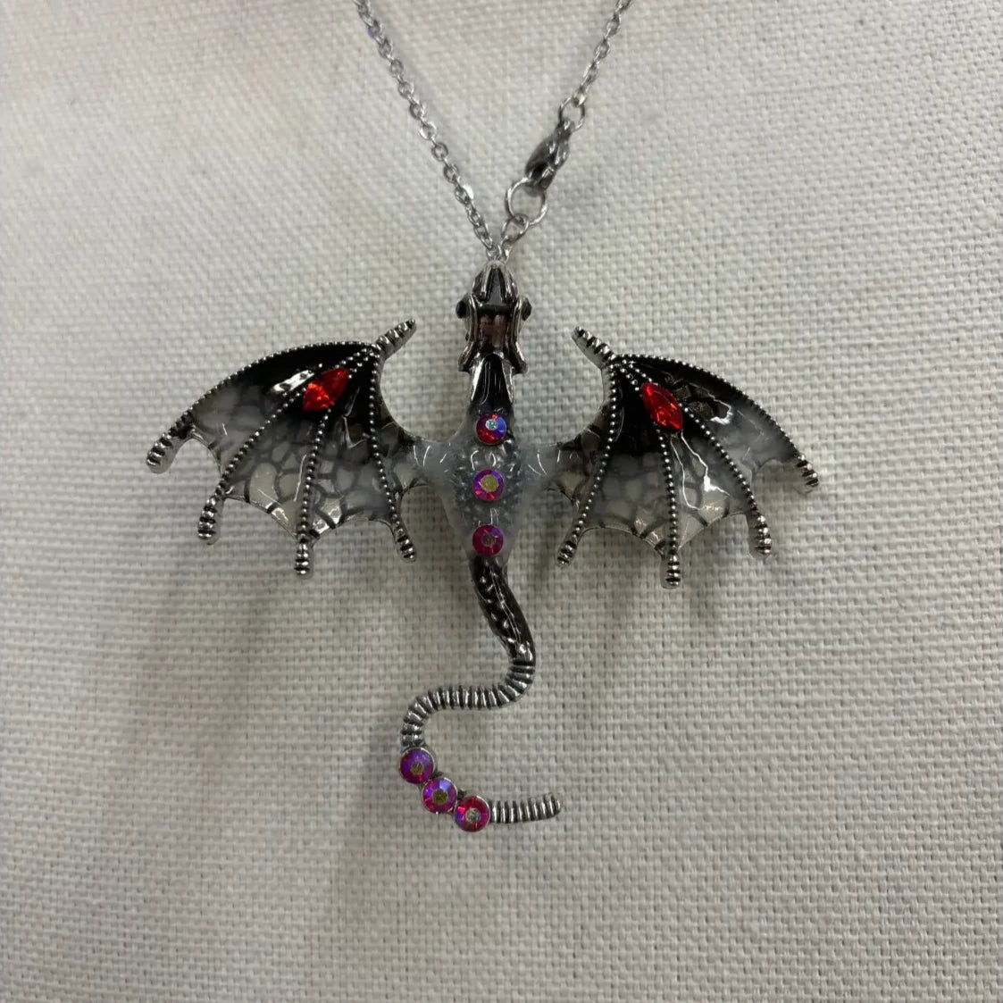 Dragon Pendant Women Necklace Multi Color Epoxy Glass Stone Gold Color Chain Women Necklace Red Green Stone Design Jewelry - Lunar Squirrel’s Puntique