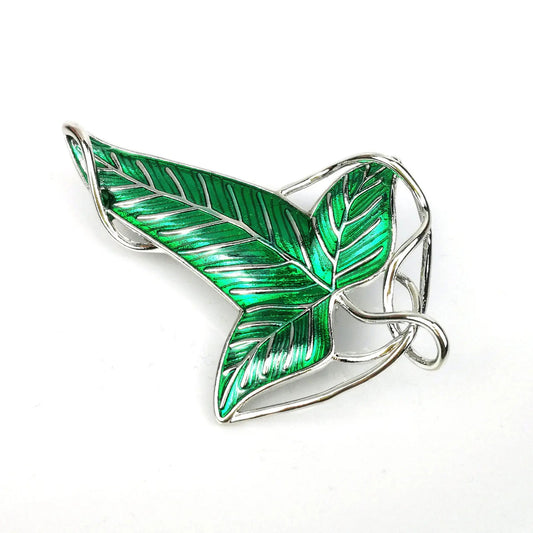 Elf Green Leaves of Lorien Brooch Pin Tolkien Tree Enamel Badge Costume Jewelry - Lunar Squirrel’s Puntique