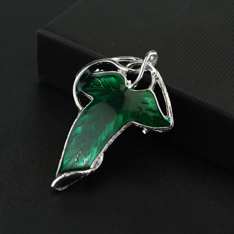 Elf Green Leaves of Lorien Brooch Pin Tolkien Tree Enamel Badge Costume Jewelry - Lunar Squirrel’s Puntique