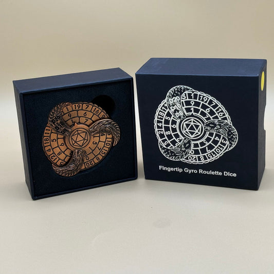 Fingertip Gyro Roulette Dice Fidget Spinner can roll D4, D6, D8, D10/%, D12, D20 - Lunar Squirrel’s Puntique