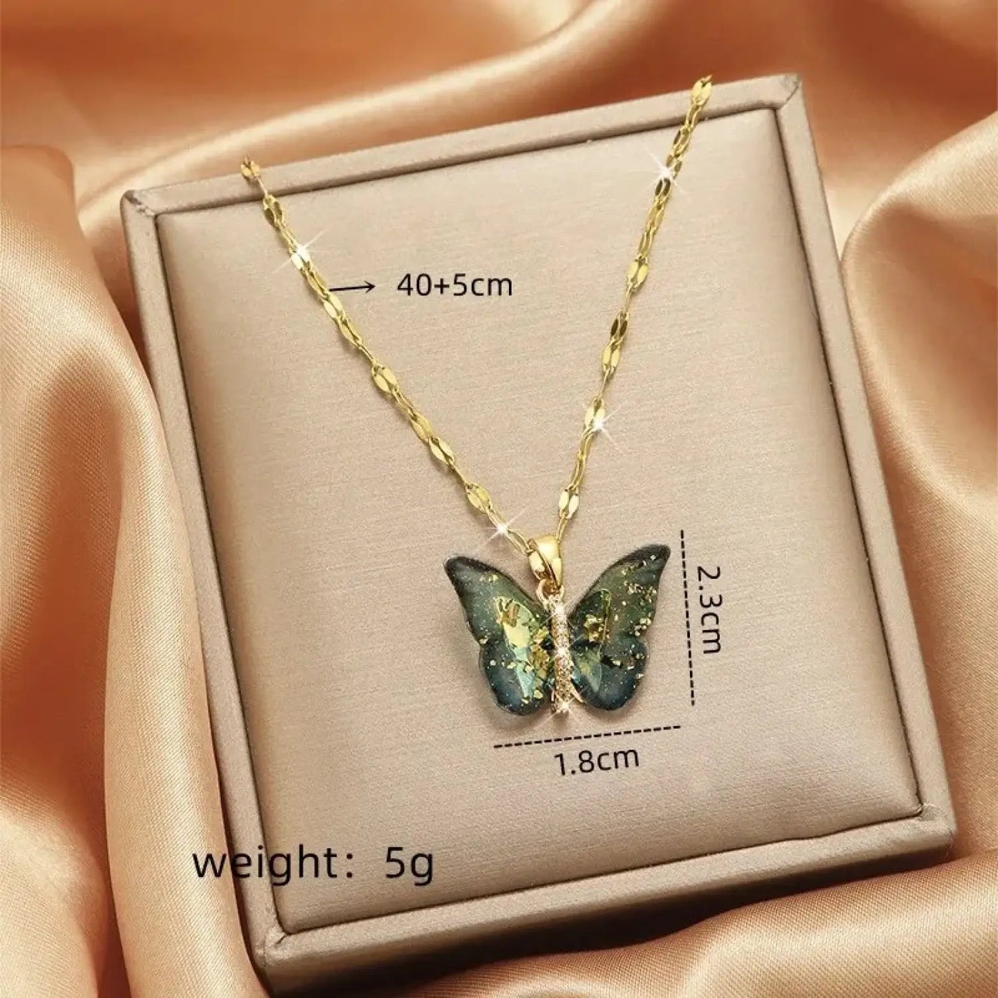 Gold Butterfly Series Copper Encrusted Zircon Pendant Steel Chain Simple And Elegant Necklace - Lunar Squirrel’s Puntique