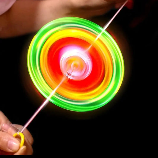 New Luminous Hand Pull Luminous Flashing Rope Flywheel Toy Led Light Toy Novelty Children Flywheel Flash Gyro Gift Toys - Lunar Squirrel’s Puntique