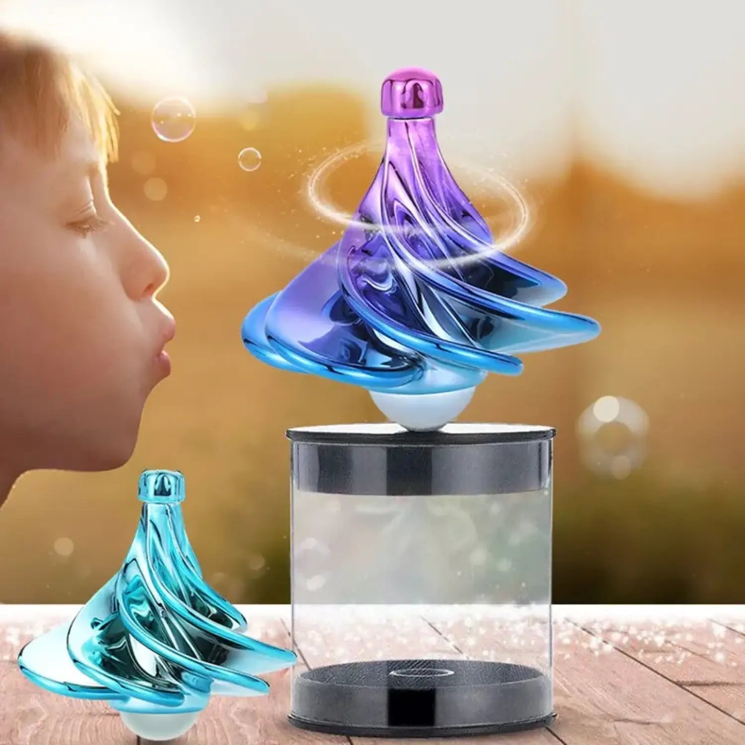 Pneumatic Gyro Portable Fingertip Decompression Desktop Toy Wind Blowing Rotating Multicolor - Lunar Squirrel’s Puntique