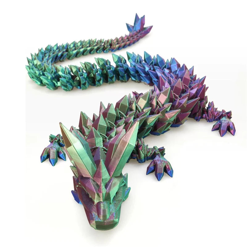 60cm 3D Printing Dragon Desktop Decorative Ornaments Movable Joints Colorful Dragon Sculpture Crafts Retro Home Decoration Gifts