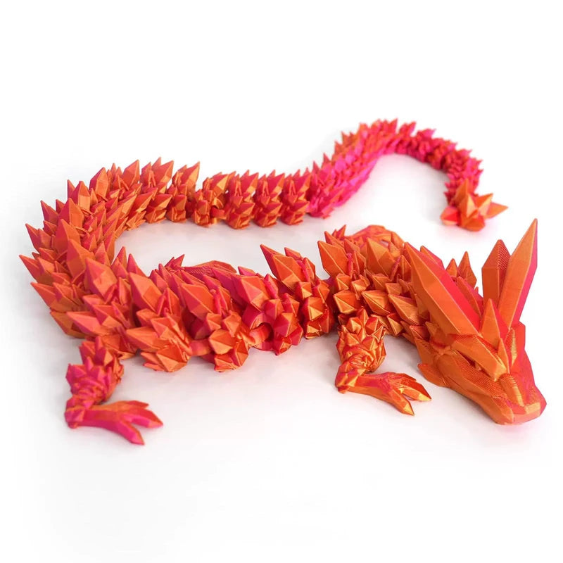 60cm 3D Printing Dragon Desktop Decorative Ornaments Movable Joints Colorful Dragon Sculpture Crafts Retro Home Decoration Gifts
