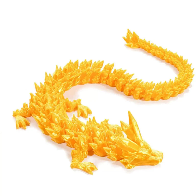 60cm 3D Printing Dragon Desktop Decorative Ornaments Movable Joints Colorful Dragon Sculpture Crafts Retro Home Decoration Gifts