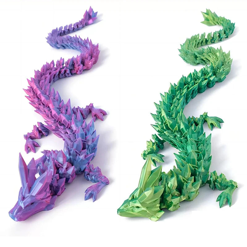 60cm 3D Printing Dragon Desktop Decorative Ornaments Movable Joints Colorful Dragon Sculpture Crafts Retro Home Decoration Gifts