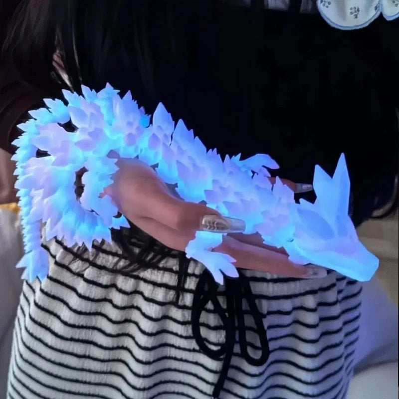 60cm 3D Printing Dragon Desktop Decorative Ornaments Movable Joints Colorful Dragon Sculpture Crafts Retro Home Decoration Gifts