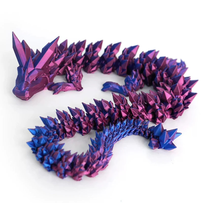 60cm 3D Printing Dragon Desktop Decorative Ornaments Movable Joints Colorful Dragon Sculpture Crafts Retro Home Decoration Gifts