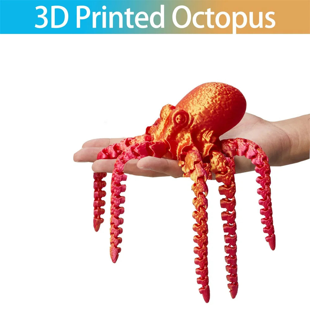 27CM 3D Printed Octopus Figurine with Flexible Joints For Home Office Desk Decor, Ocean Animal Table Ornament Ideal Gift Toy