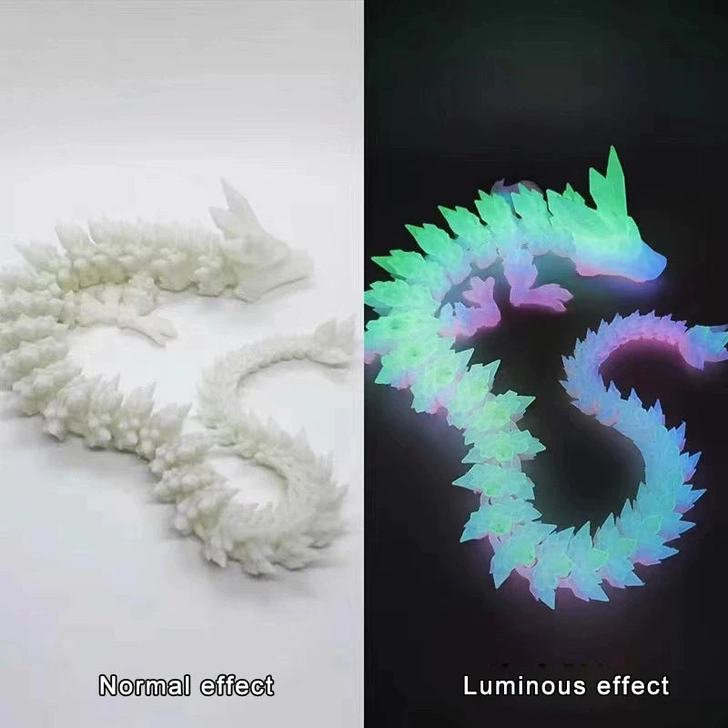 60cm 3D Printing Dragon Desktop Decorative Ornaments Movable Joints Colorful Dragon Sculpture Crafts Retro Home Decoration Gifts