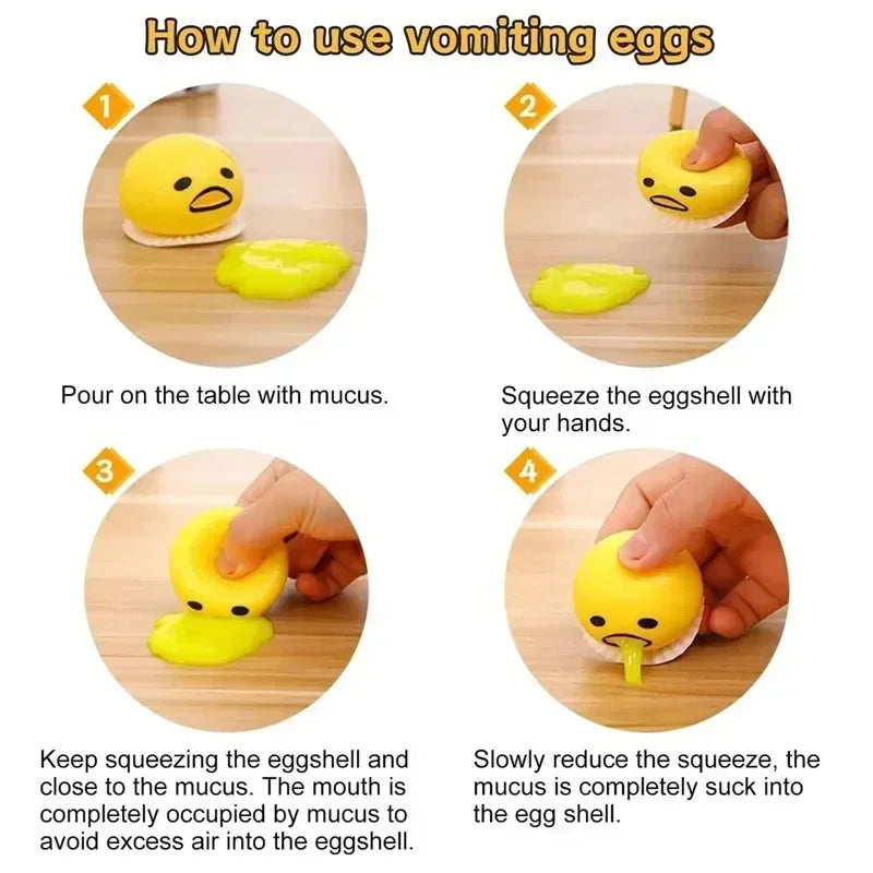 Squishy Puking Egg Yolk Stress Ball With Yellow Goop Relieve Stress Toy Funny Squeeze Tricky Antistress Disgusting Egg Toys