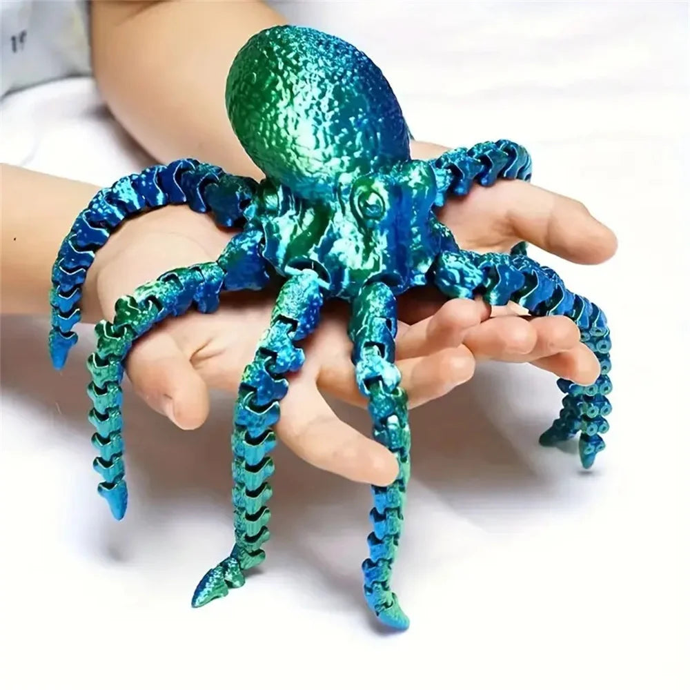 27CM 3D Printed Octopus Figurine with Flexible Joints For Home Office Desk Decor, Ocean Animal Table Ornament Ideal Gift Toy