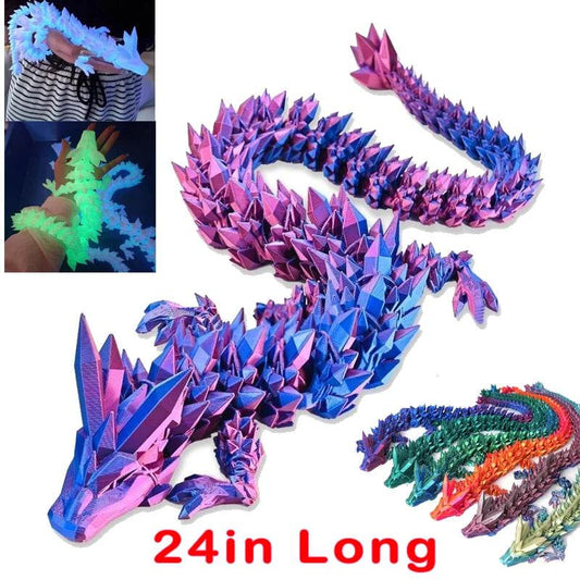 60cm 3D Printing Dragon Desktop Decorative Ornaments Movable Joints Colorful Dragon Sculpture Crafts Retro Home Decoration Gifts - Thomas 3d Printer Guy
