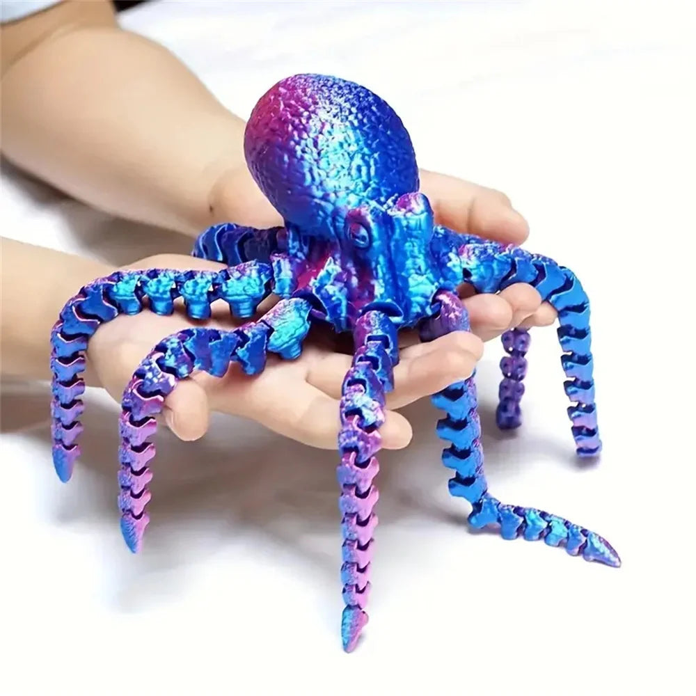 27CM 3D Printed Octopus Figurine with Flexible Joints For Home Office Desk Decor, Ocean Animal Table Ornament Ideal Gift Toy