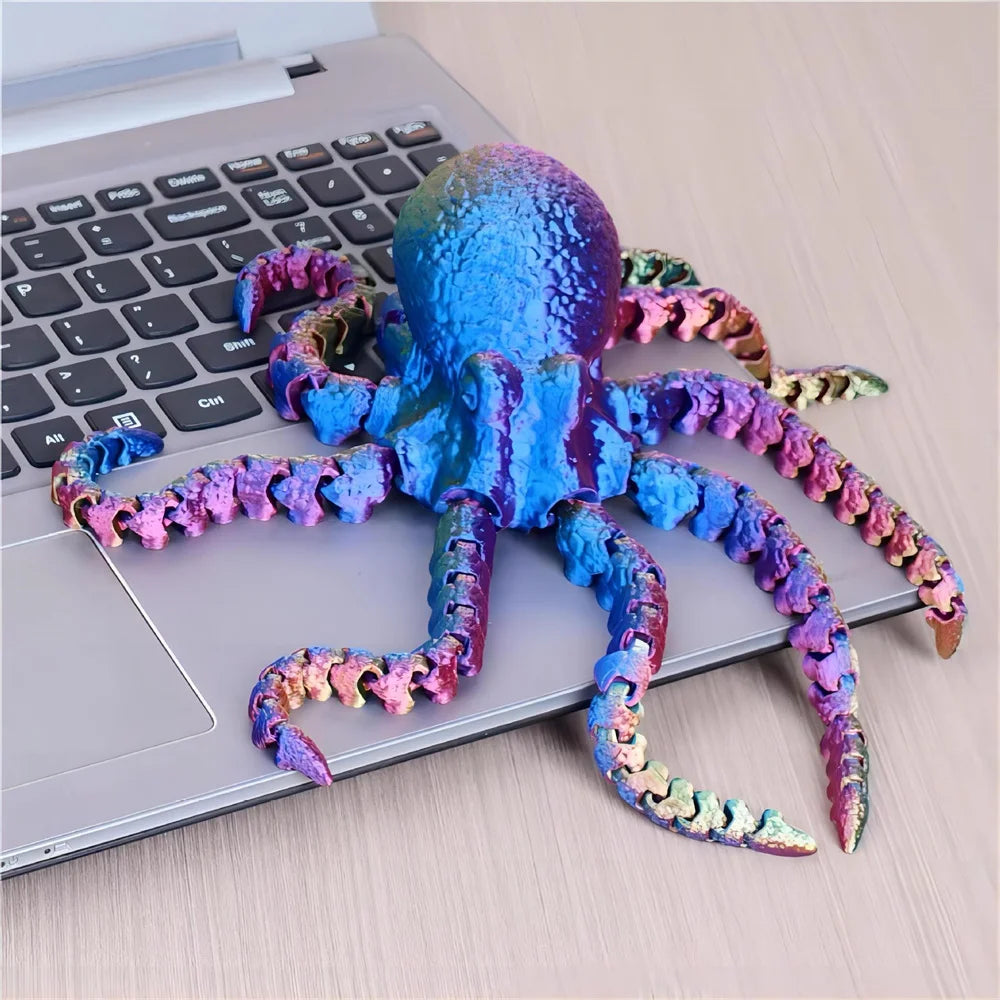 27CM 3D Printed Octopus Figurine with Flexible Joints For Home Office Desk Decor, Ocean Animal Table Ornament Ideal Gift Toy