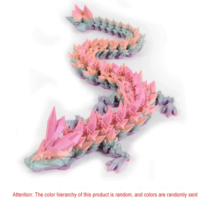60cm 3D Printing Dragon Desktop Decorative Ornaments Movable Joints Colorful Dragon Sculpture Crafts Retro Home Decoration Gifts