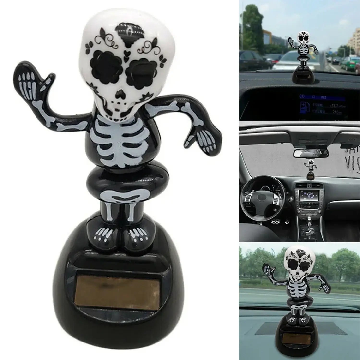 Solar Powered Dancing Halloween Swinging Animated Bobble Dancer Toy Car Decor Boy Girl Handcrafted Gift Birthday Present Party - Lunar Squirrel’s Puntique