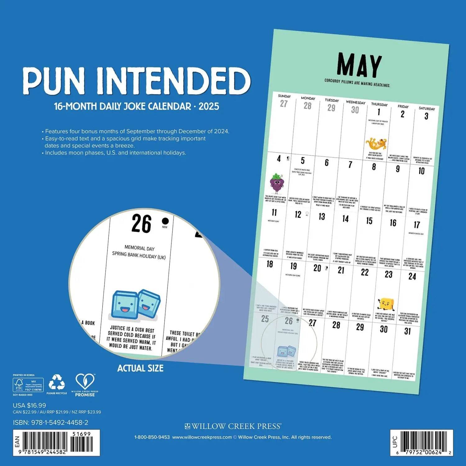Willow Creek Press & Gifts - Pun Intended 2025 Wall Calendar - Willow Creek Press & Gifts