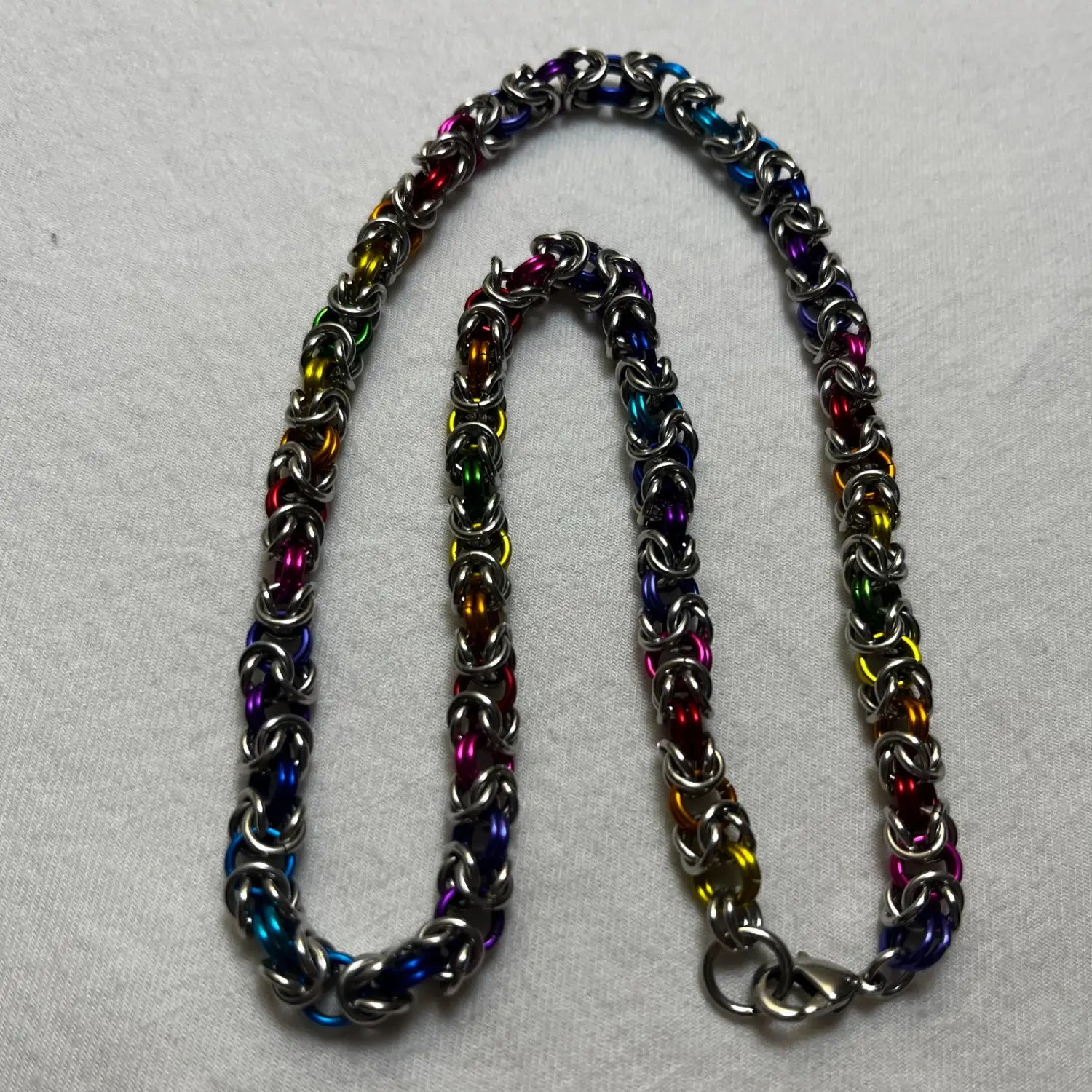 Chainmail Necklace - Silver Rainbow / Byzantine - Chainmail