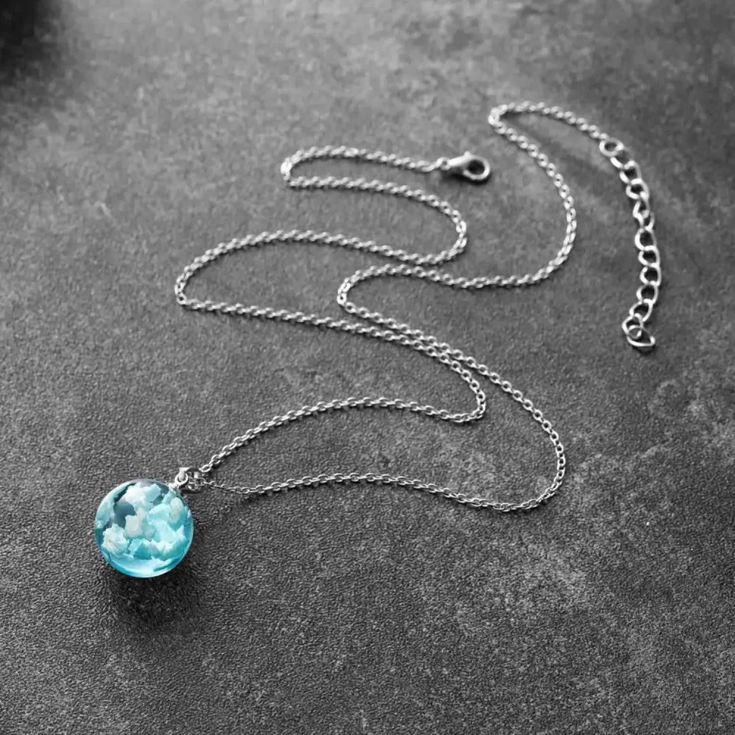 Chic Transparent Resin Rould Ball Moon Pendant Necklace