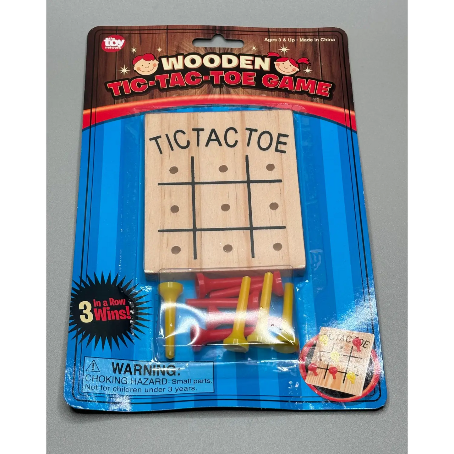 Classic Wooden Tic-Tac-Toe Game with Pegs