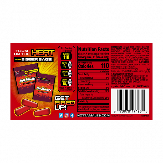 Hot Tamales 4.25oz Theater Box, Fierce Cinnamon Candy - Grandpa Joe's Candy Shop