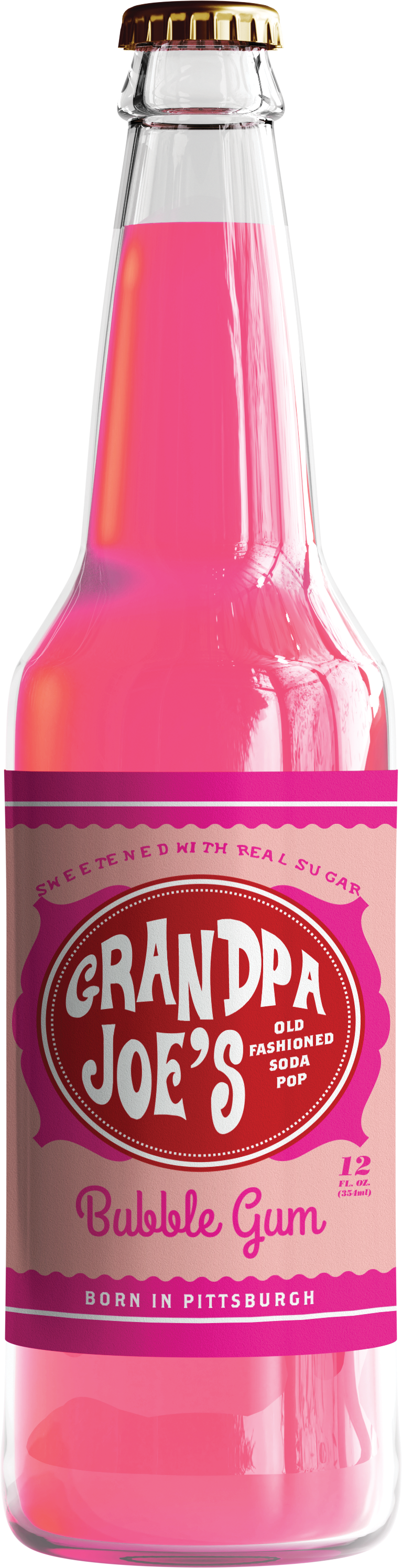 Grandpa Joe's Bubble Gum Soda, 12oz Glass Bottle