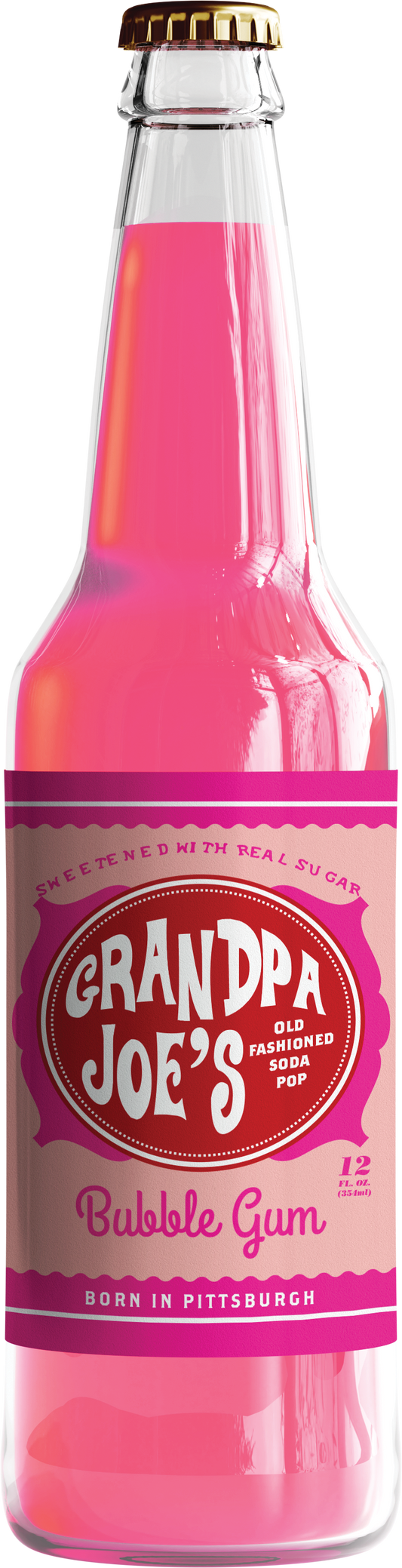 Grandpa Joe's Bubble Gum Soda, 12oz Glass Bottle