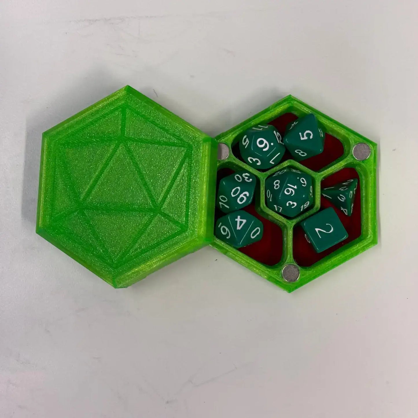 Felt lined Dice Box for DnD or table top games - Green Case