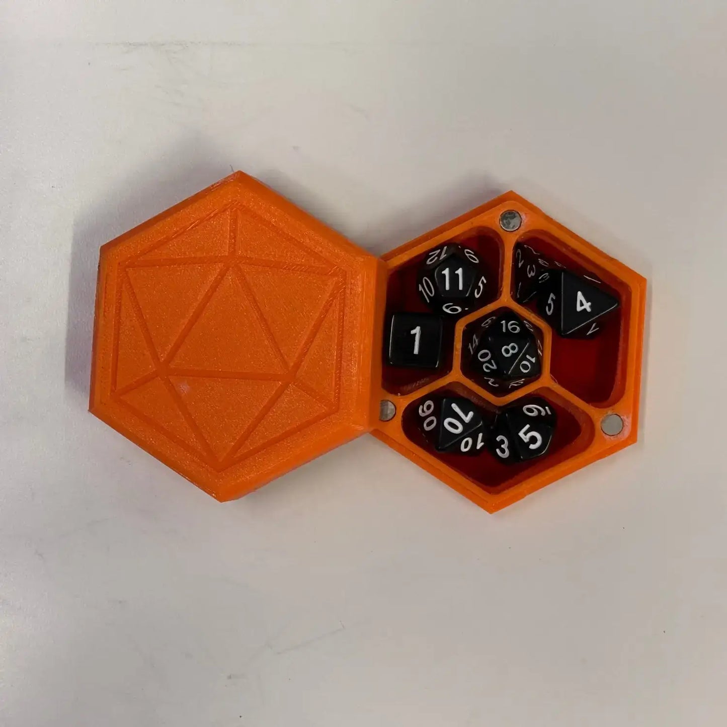 Felt lined Dice Box for DnD or table top games - Orange Case