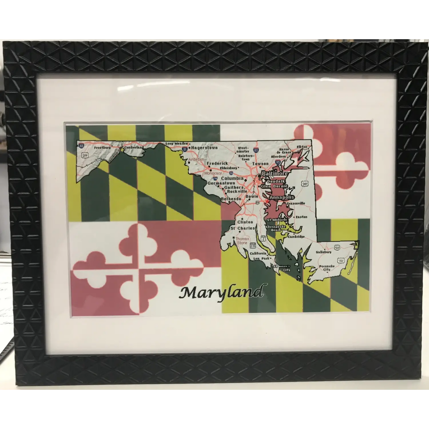 Maryland State Artistic Prints - 8.5x11 / Flag Background
