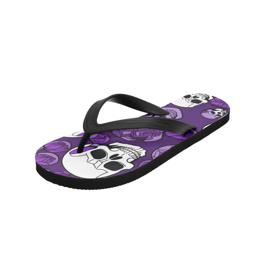 Purple Skull Unisex Flip Flops - 2XS - Shoes