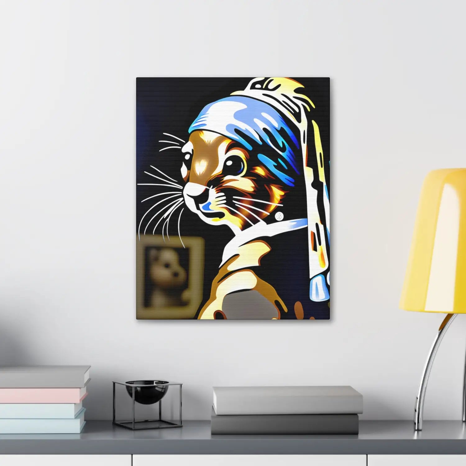 Squirrel with a Pearl Earring Canvas Print Wrap. - 16″ x