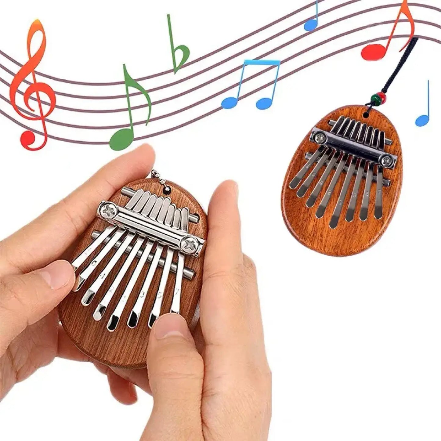 Wood Mini Thumb Piano Musical Toys 8 Tones Portable